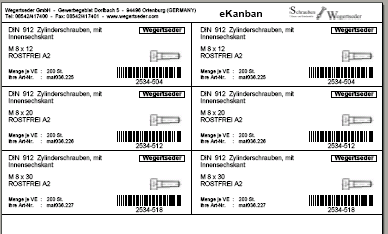 eKanban Regal-Etiketten