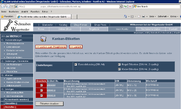 Drucken von Kanban-Etiketten