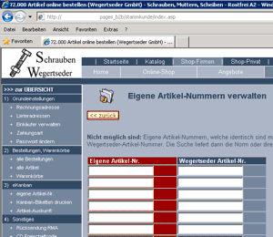Eingabe neuer eigener Artikelnummern